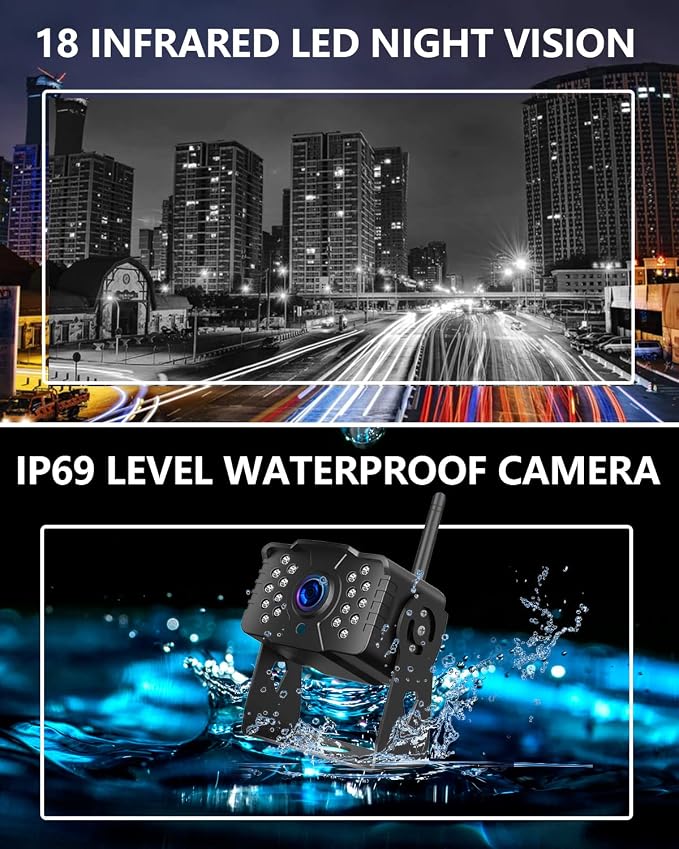 Wireless RV Backup Camera, DOUXURY IP69 Waterproof 170° Wide View Angle HD - Image 7