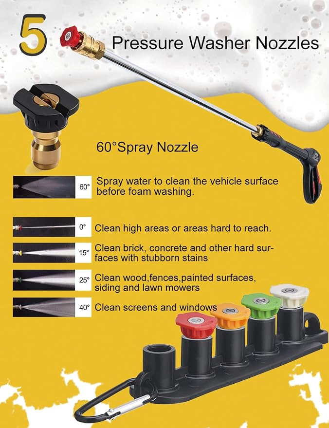 BOSEA Foam Cannon with Pressure Washer Tips and Nozzle Holder, 4000PSI Car Wash - Image 7