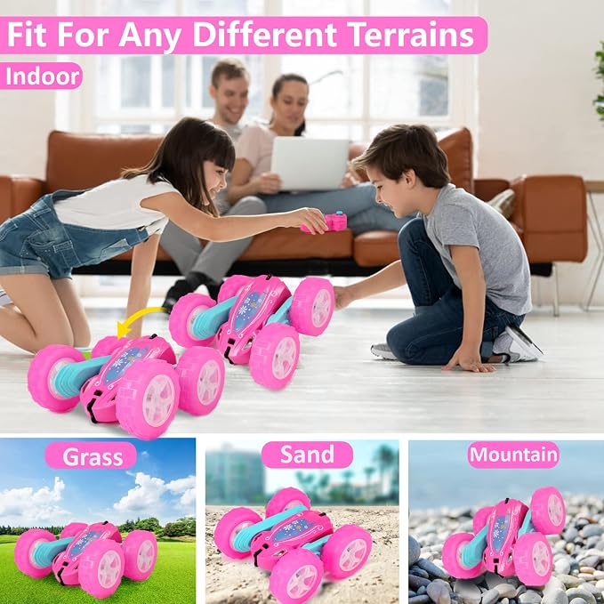 FREE TO FLY Remote Control Car for Girls : Pink RC Car Double Sided 360°Flip - Image 5
