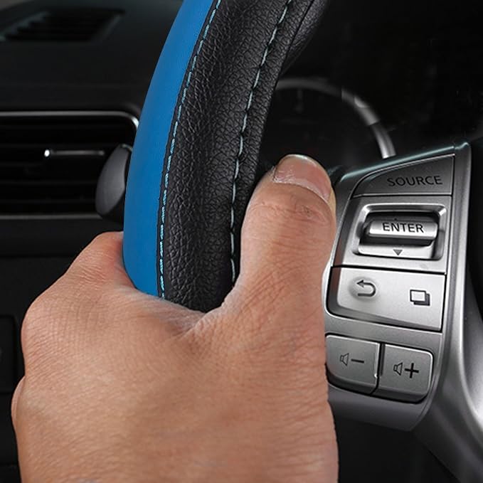 Leather Car Steering Wheel Cover, Non-Slip Car Wheel Cover Protector Breathable - Image 5
