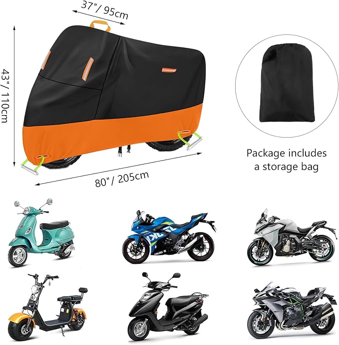 Large Motorcycle Cover Heavy Duty Motorcycle Tarp All Season Durable Waterproof - Image 2