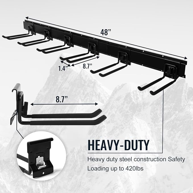 Locking Garden Tool Organizer, Garage Organization Wall Mount Storage Rack - Image 2