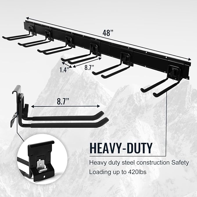 Locking Garden Tool Organizer, Garage Organization Wall Mount Storage Rack - Image 3