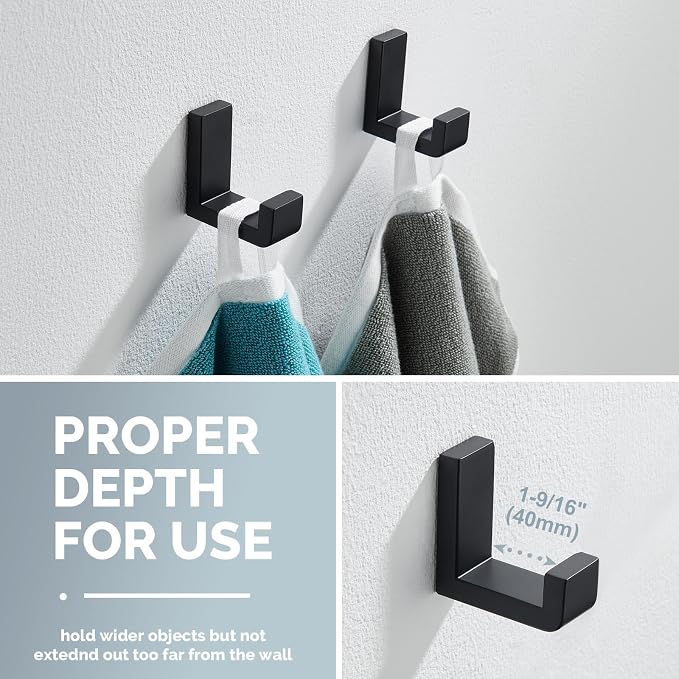Angle Simple Bathroom Towel Hooks, SUS 304 Stainless Steel Robe Coat Holder - Image 4