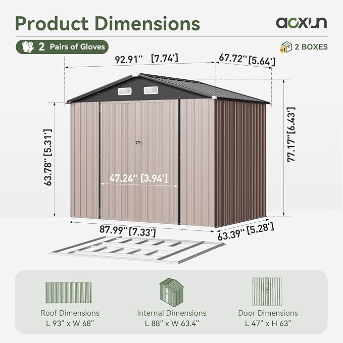 Aoxun 7x5 FT Outdoor Storage Shed - Image 3