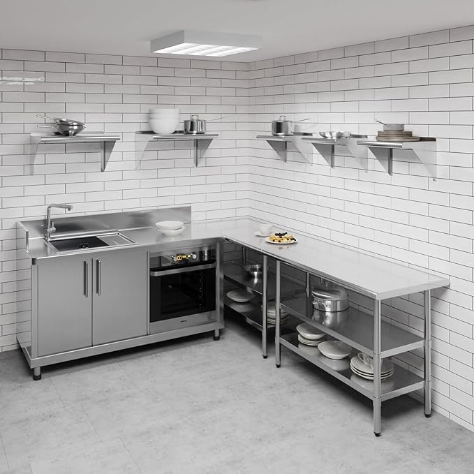 AmGood 12" X 16" Stainless Steel Wall Shelf | Metal Shelving | Garage, Utility - Image 2