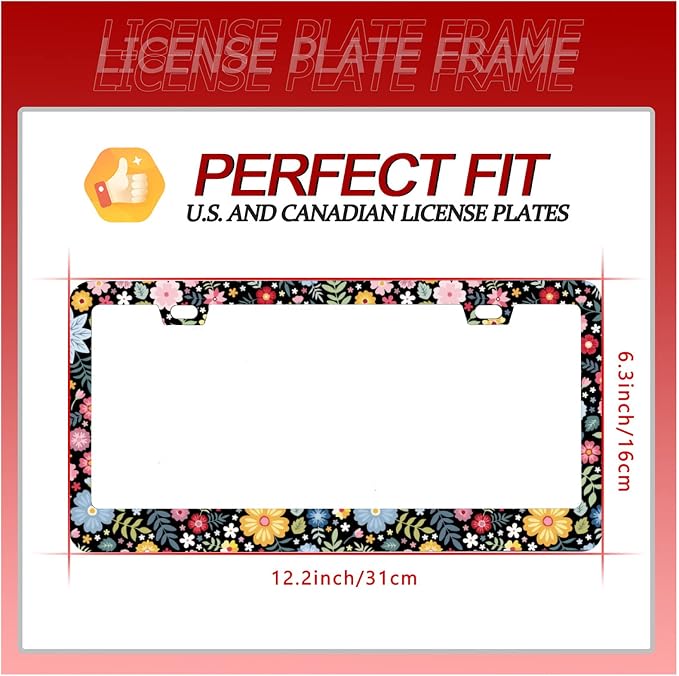 Personalise Colorful Floral Flowers License Plate Frame License Plate Frames - Image 6