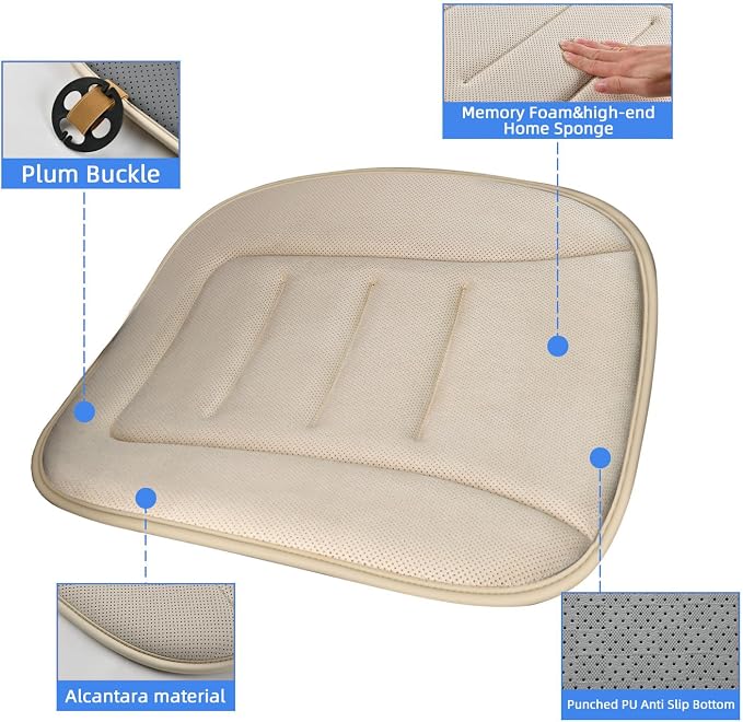 KAYI Car Seat Cushion, Memory Foam Car Seat Cushion, Anti Slip Rubber Bottom - Image 4