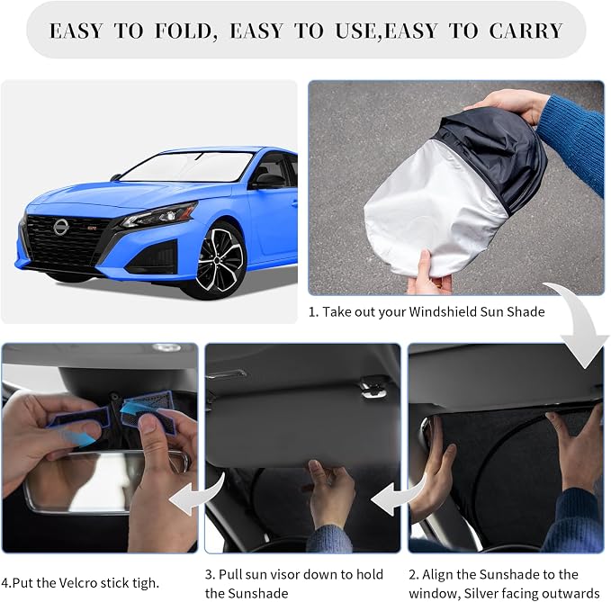 Sun Shade Sunshade for Nissan Altima Windshield Cover, 4-Layer Front Window - Image 6