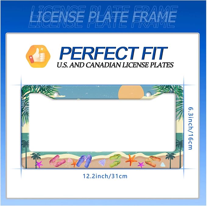 Summer Beach License Plate Frame Flip Flops License Plate Stainless Steel Funny - Image 7