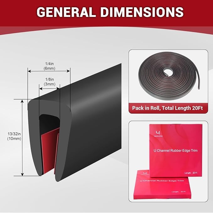 EPDM Rubber Edge Trim, 1/8" Self Adhesive, Fit - Image 2