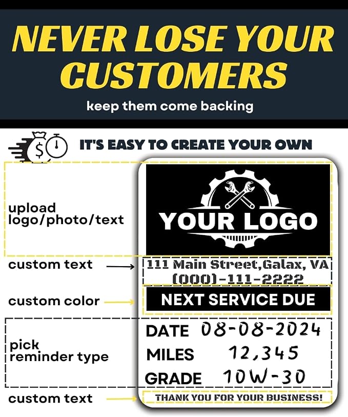 Oil Change Stickers for Windshield Personalized - Image 4