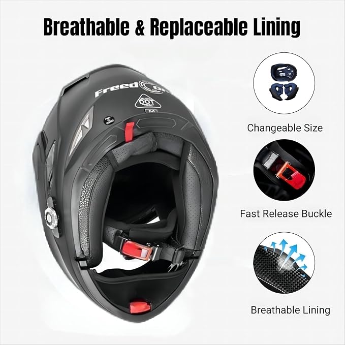 FreedConn BM2-S Bluetooth Motorcycle Helmet, Flip-Up Modular Motorbike Helmet - Image 5
