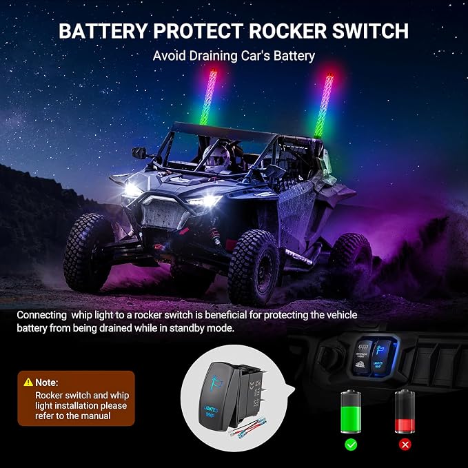 3FT Fat Whip Lights for UTV ATV - Image 6