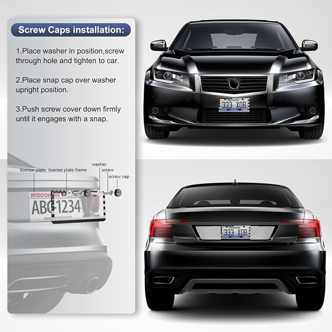 2 Pack License Plate Frames, Stainless Steel Car License Plate Cover Car - Image 5