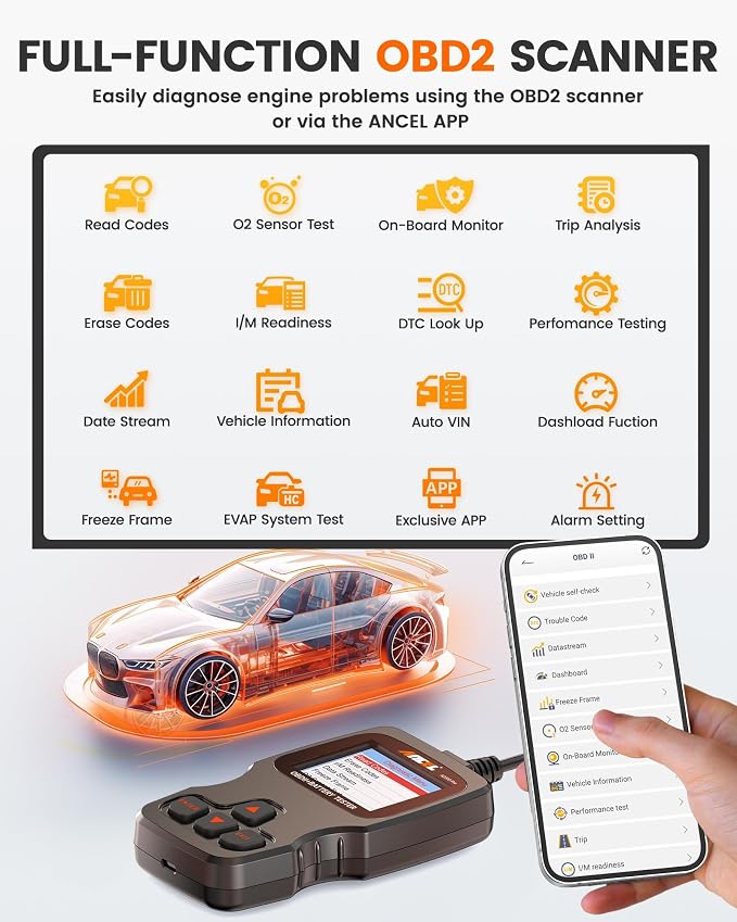 ANCEL AD310 Pro OBD2 Scanner Diagnostic Tool & Car Battery Tester & Bluetooth - Image 4