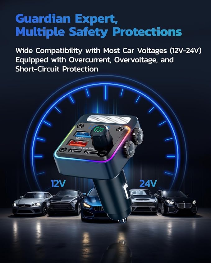 Nulaxy 54W Bluetooth 5.3 Car Adapter - Image 8