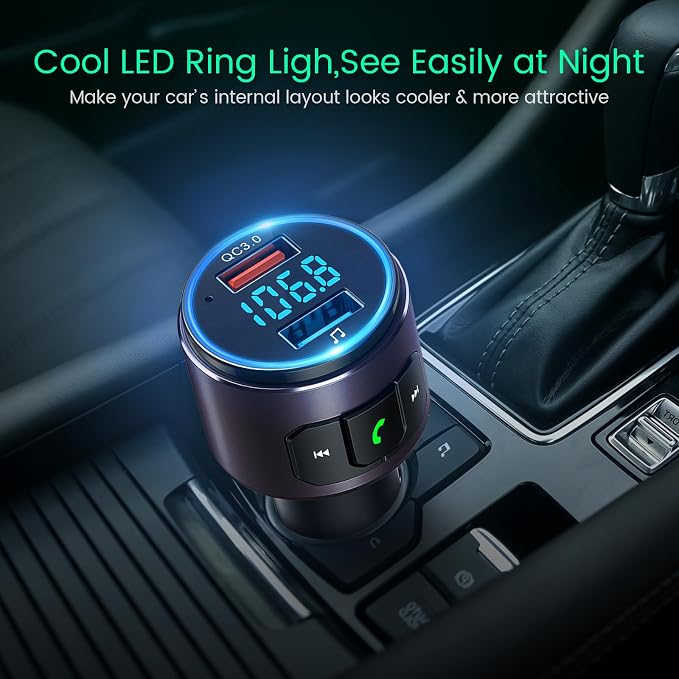 Upgraded V5.0 FM Transmitter for Car-Brown… - Image 3