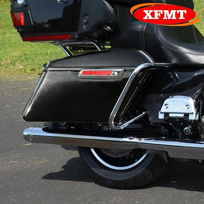 XFMT Motorcycle Hard Saddlebags Vivid Black Saddle Bags Trunk W/Latches - Image 7