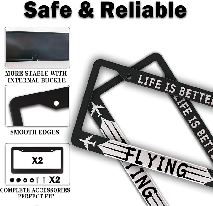 License Plate Frames Black and White Automotive Exterior Accessories Life is - Image 4
