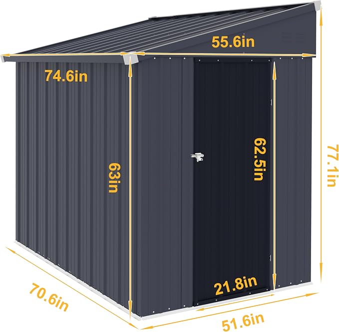 BlueWish 4'x6' Storage Shed, Lean-to Outdoor Storage Shed - Image 8