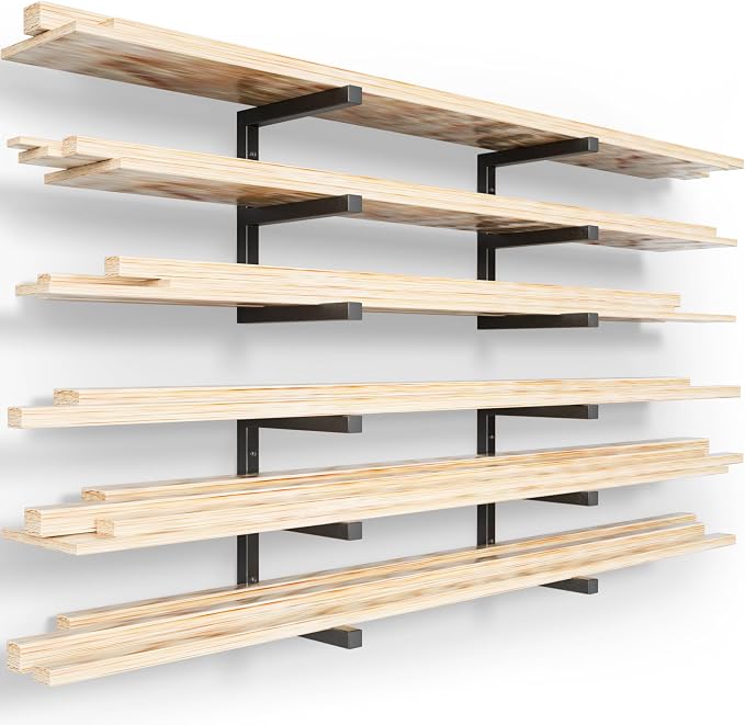 YYR Wood Organizer and Lumber Storage Rack Wall Mount, Heavy Duty Metal Shelf by YYR