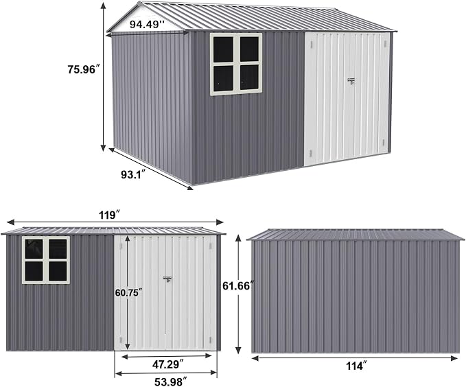 8x10 FT Outdoor Storage Shed, Metal Garden Shed - Image 4