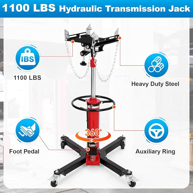 Transmission Jack, 2-Stage Hydraulic Telescopic Jacks, Lifts 34"-68", - Image 2