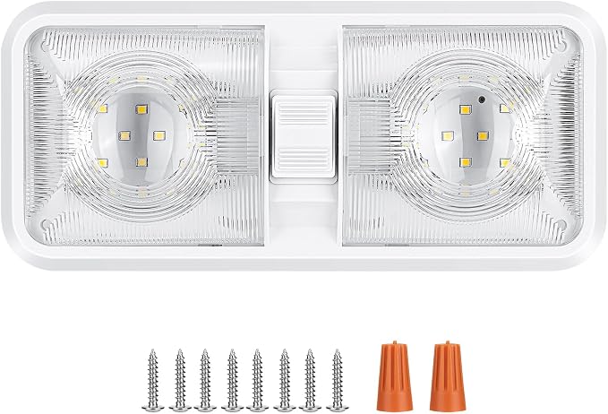 1 Pack RV Lights Interior 12V Led 8W Ceiling Double Dome Camper Light 600 Lumen by BLAUESGAS