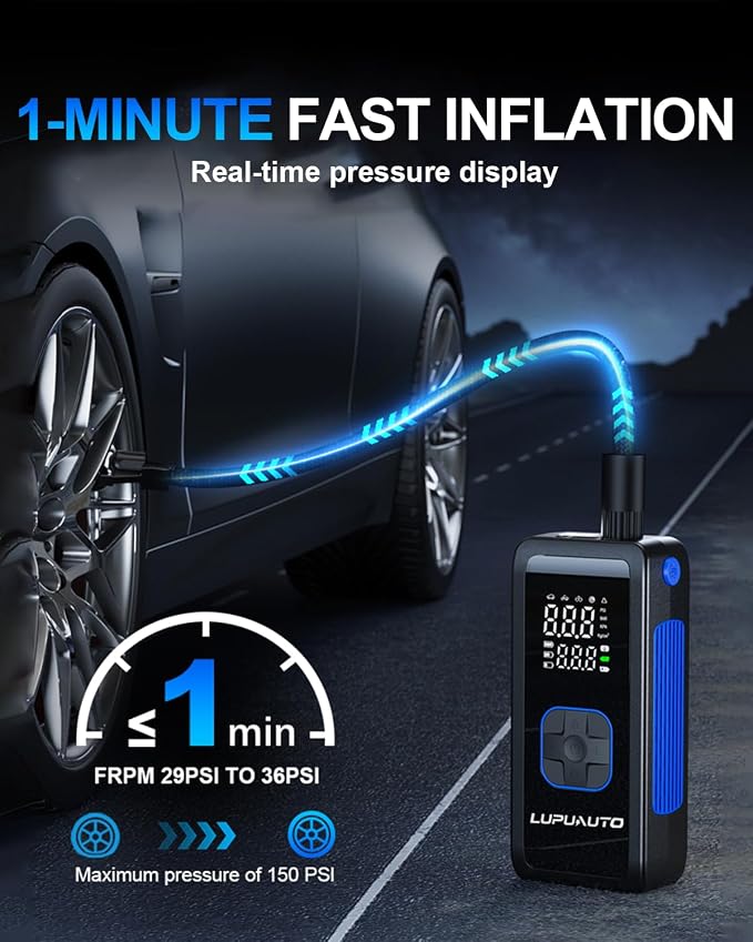Tire Inflator Portable Air Compressor, 150PSI Air Pump Tires Portable - Image 4