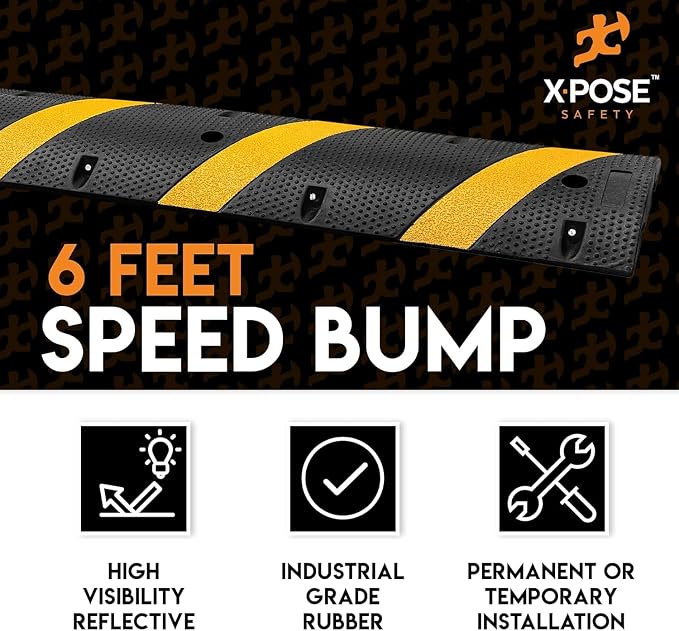 Xpose Safety 2-Pack Speed Bump Strips – 6 Ft Rubber Speed Humps - Image 2