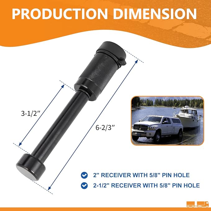Trailer Hitch Locks, 5/8'' Dia and 3-1/2” Long Trailer Lock Fits Class III IV - Image 3