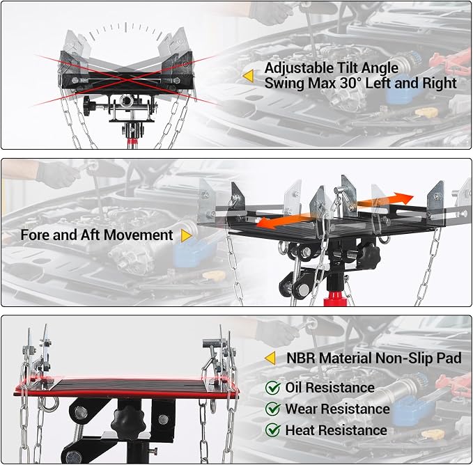 Dual Plunger Hydraulic Transmission Jack 1322lbs Capacity, 33.5"-69" High Lift - Image 3