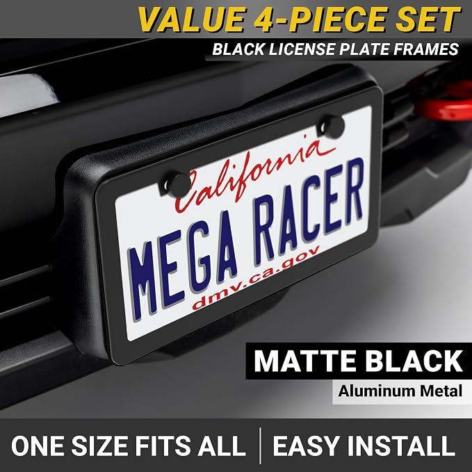 Premium Slim Matte Black License Plate Frames – Best Value 4 Pack, Rust-Free - Image 2