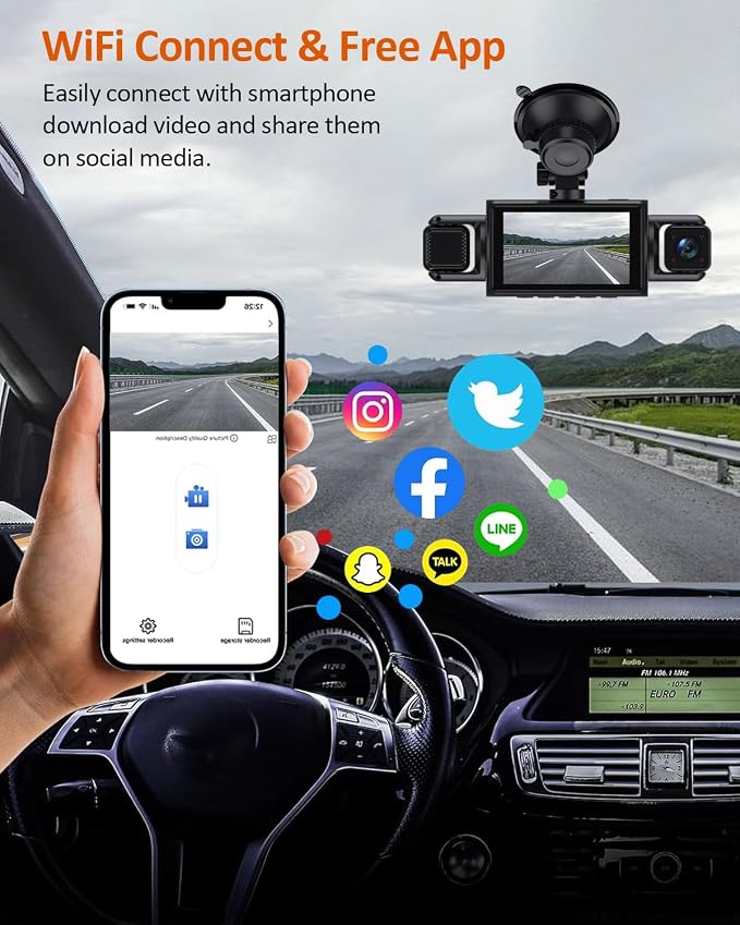 4 Channel WiFi Dash Cam with 32GB Card, 4 * 1080P Dash Camera - Image 4