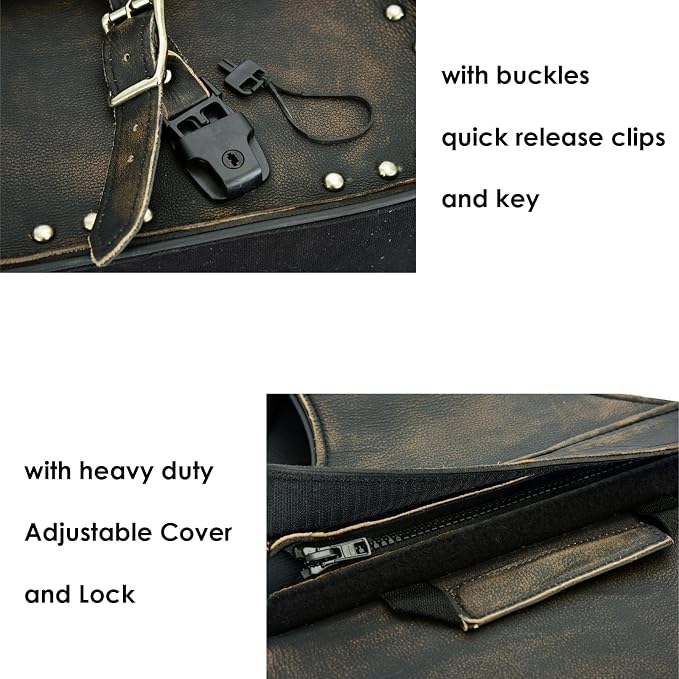 GARGOYLE BELLS Motorcycle Saddle Bags Leather Motorcycle Luggage Bag - Image 2