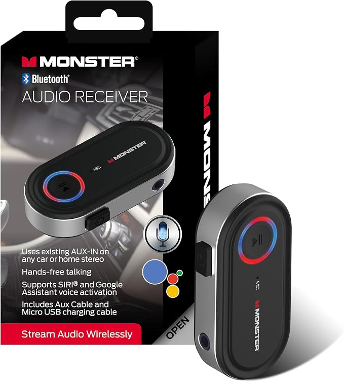 Monster Bluetooth Receiver for Car and Home, Microphone, Google Voice & Siri by XtremeDigitalLifestyleAccessories
