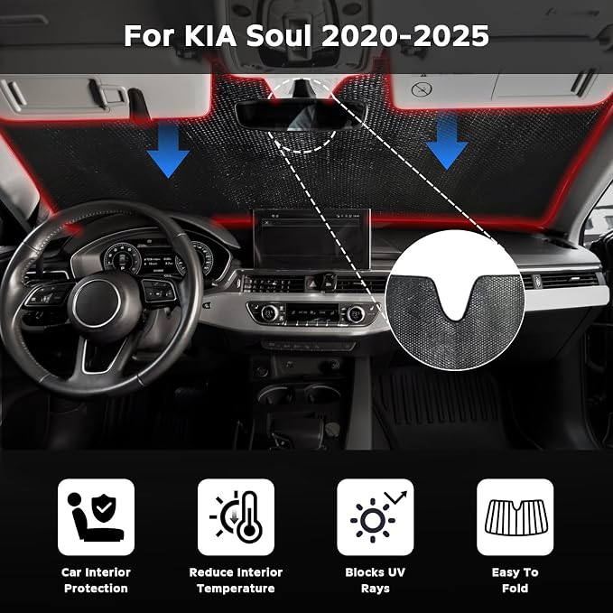 Windshield Sun Shade for KIA Soul 2020-2025 - Image 2