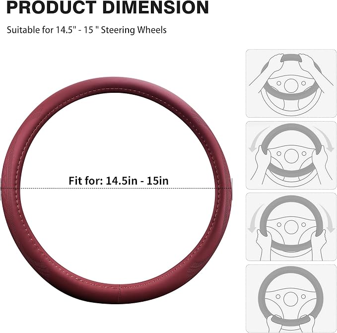 【2025 Model】 Breathable Soft Leather Car Steering Wheel Cover - Image 8