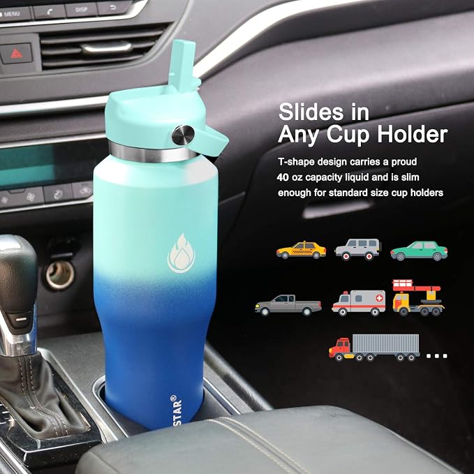 SENDESTAR 40oz Stainless Steel Water Bottle, Double Wall Vacuum Insulated Bottle - Image 5