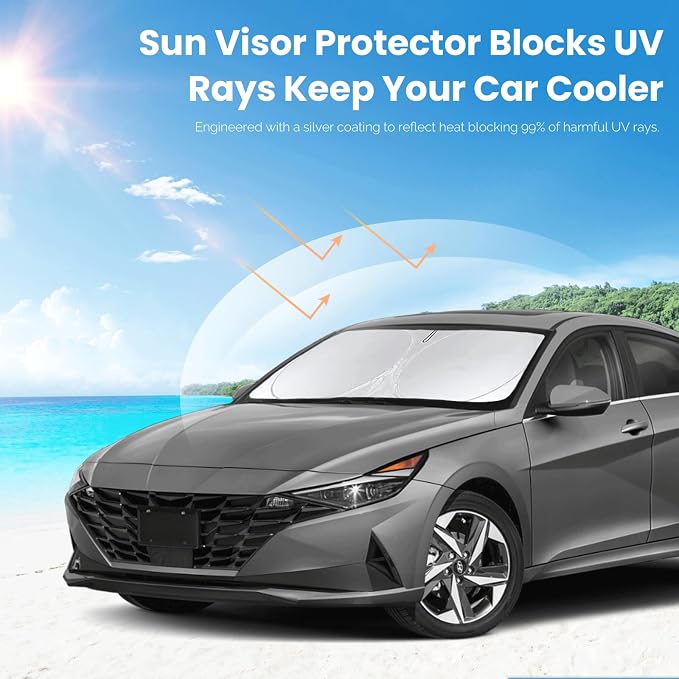 Custom Fit Sunshade for Elantra Windshield Sun Shade for 2021-2024 2025 2026 - Image 5