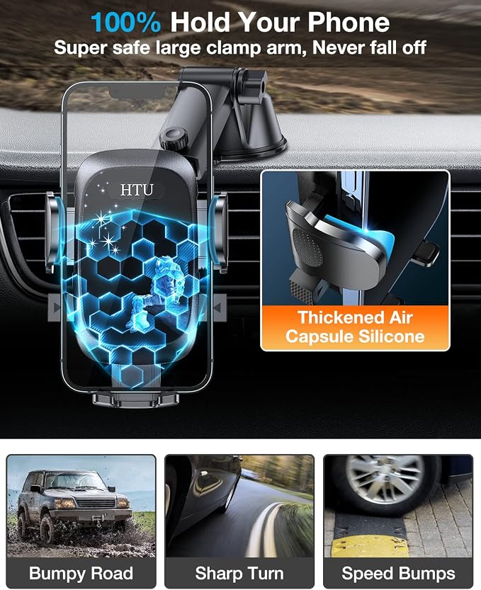 HTU 2025 Upgraded Car Phone Holder 【Safety Certs & No Smell】 Cell Phone Holder - Image 6