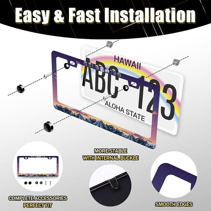 Moon Phase License Plate Frame Mountain Night Stars License Plate Holder Front - Image 6