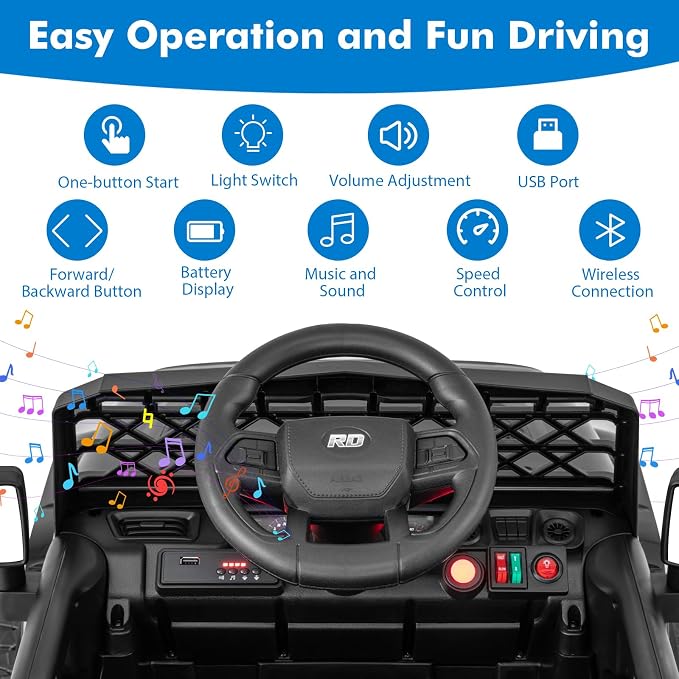 Costzon Kids Ride On Truck, 12V Battery Powered Electric Vehicles w/Remote - Image 3