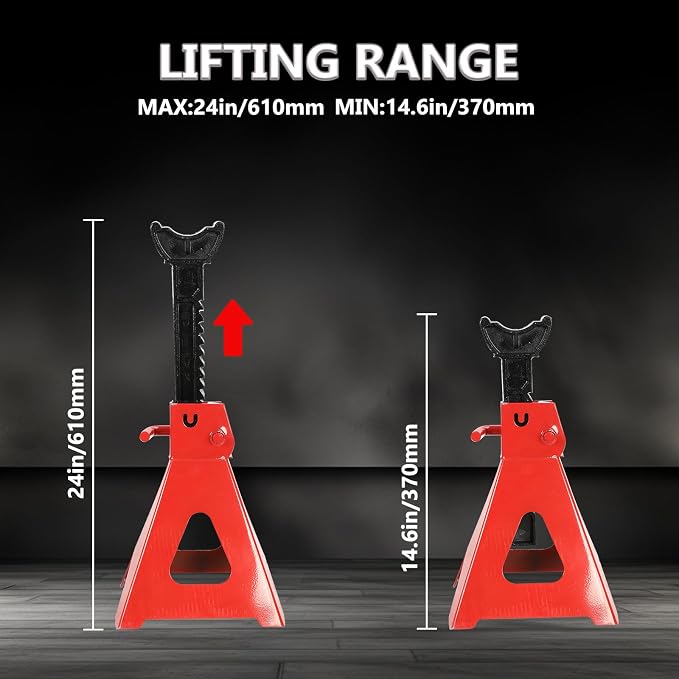 6 Ton Automotive Jack Stands, Heavy Duty Steel Car Lifting Stand - Image 2