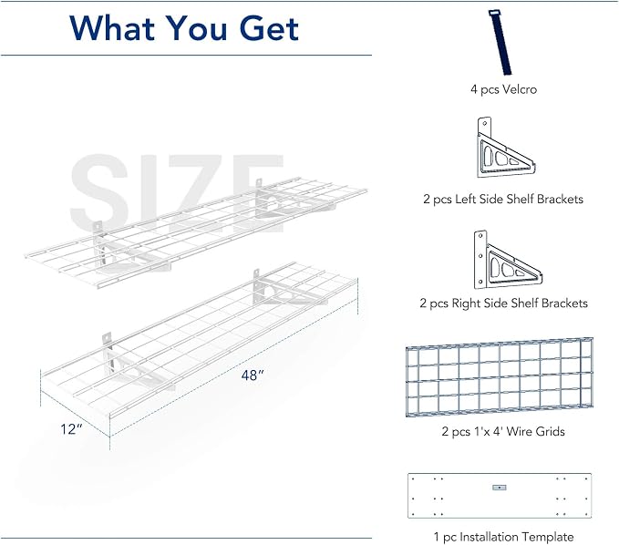 FLEXIMOUNTS 2-Pack 1x4ft 12-inch-by-48-inch Wall Shelf Garage Storage Rack Wall - Image 3