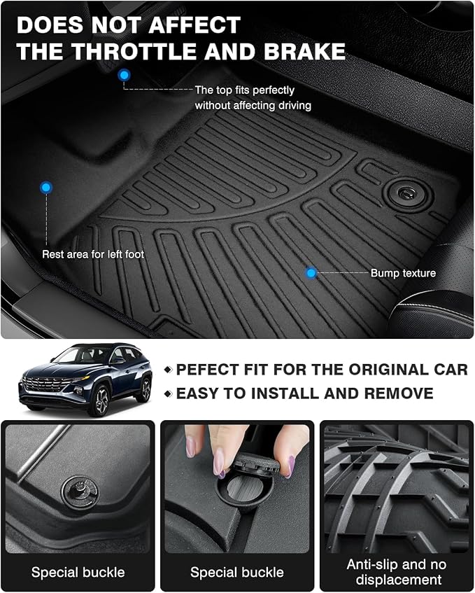 Powerty Floor Mats for 2022-2025 Hyundai Tucson Accessories All Weather Floor - Image 4