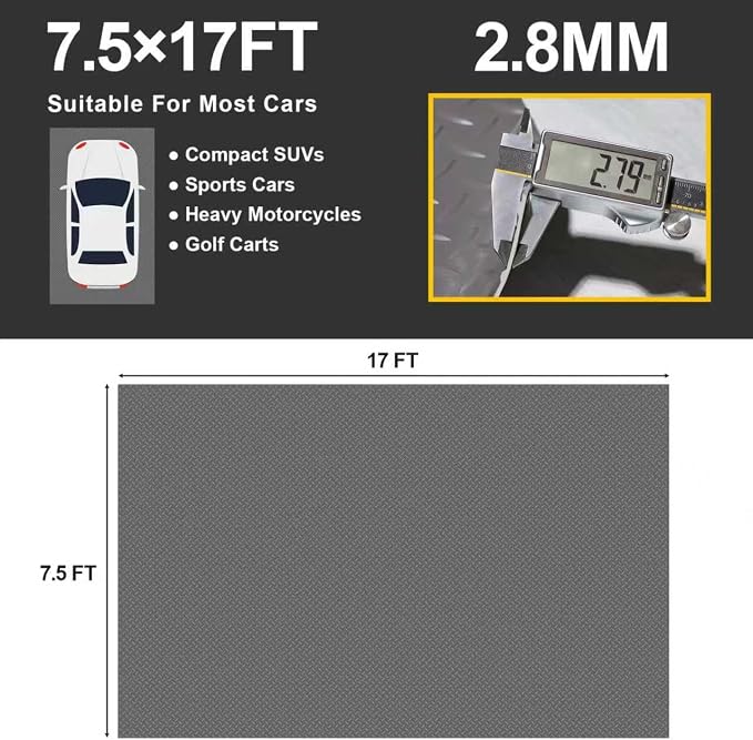 Garage Floor Mat 2.8mm Thickness PVC Garage Flooring Roll Diamond Plate Floor - Image 4
