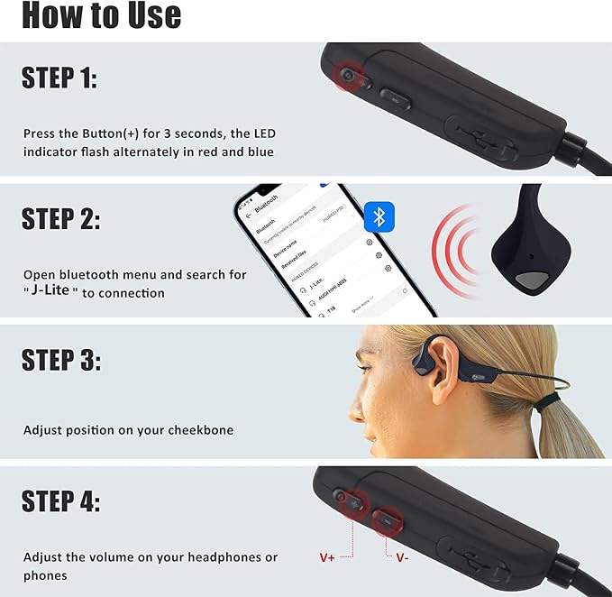Bone Conduction Headphones Open-Ear Bluetooth 5.0, IP65 Waterproof Wireless - Image 7