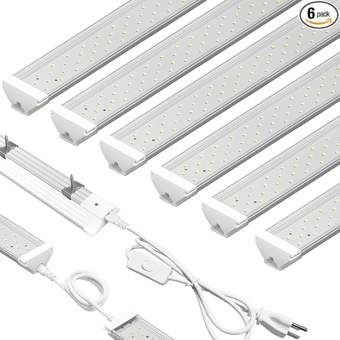 6 Pack LED Shop Light 2FT 30W, 4350LM 5000K Utility Garage Lights, Linkable by SZHLUX